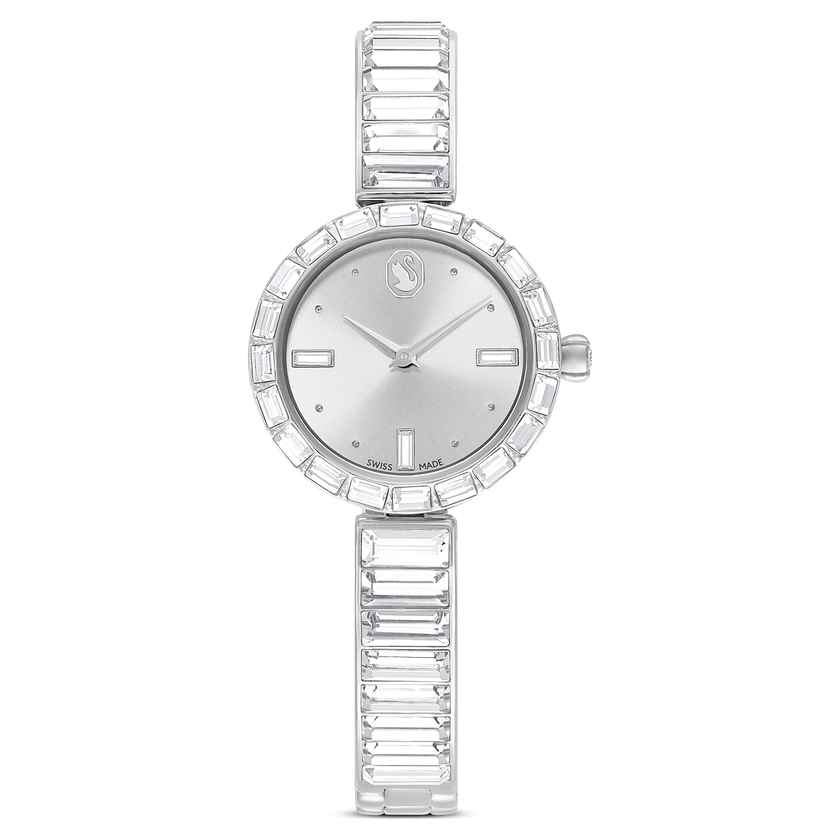 swarovski ساعة matrix bangle، صناعة سويسرية، سوار كريستال، لون أبيض، ستانلس ستيل