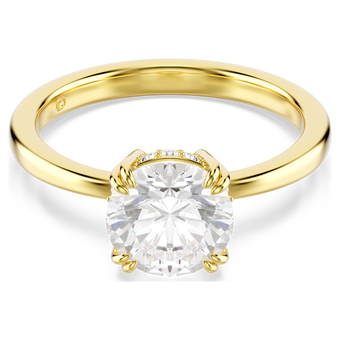 swarovski stilla attract cocktail ring  round cut  white  gold tone plated