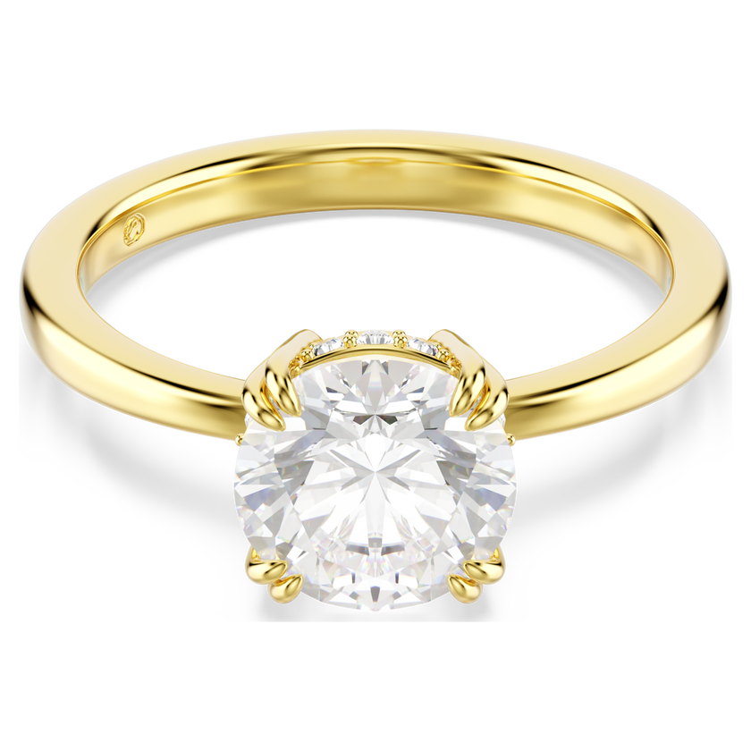 swarovski stilla attract cocktail ring  round cut  white  gold tone plated