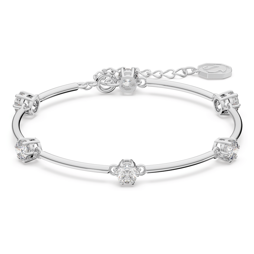 swarovski constella bangle  round cut  white  rhodium plated