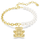 swarovski idyllia bracelet  crystal pearl  round cut  teddy  gold tone  18k gold finish
