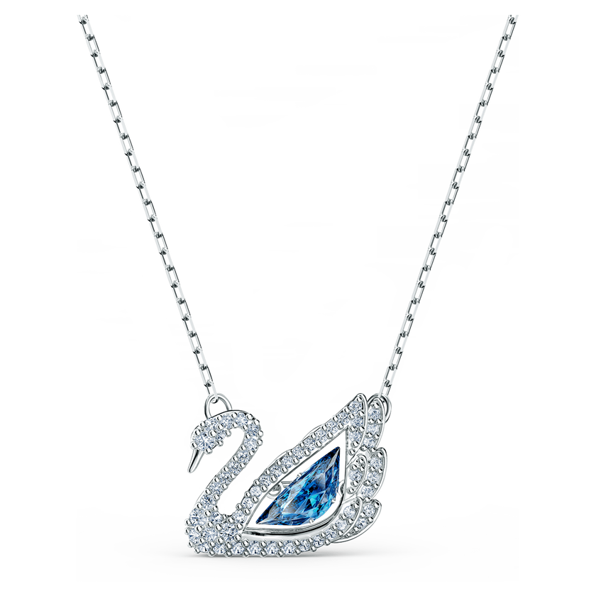 swarovski عقد swan، على شكل بجعة، لون أزرق، طلاء روديوم