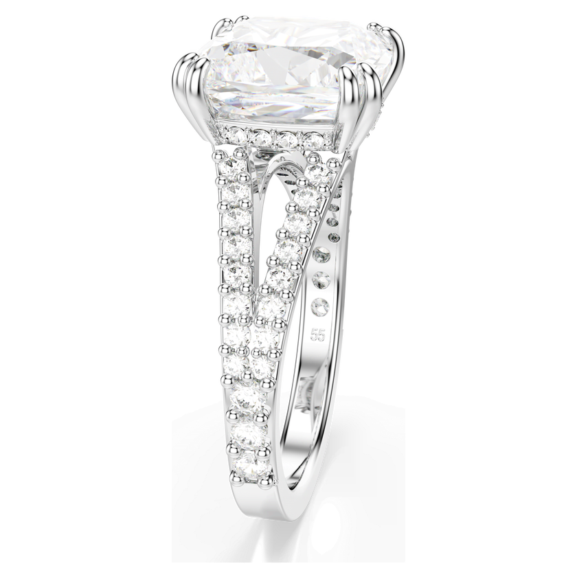 swarovski خاتم stilla، قطع مربع، لون أبيض، لمسة نهائية باللون الفضي