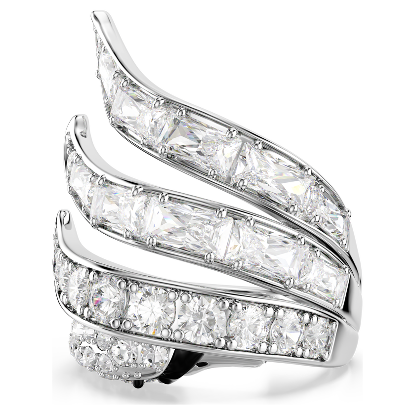 swarovski vienna cocktail ring  mixed cuts  swan  white  rhodium plated