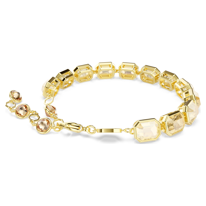 swarovski millenia tennis bracelet  octagon cut  caramel  gold tone plated