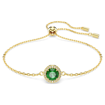 swarovski una angelic bracelet  round cut  pav   green  gold tone plated