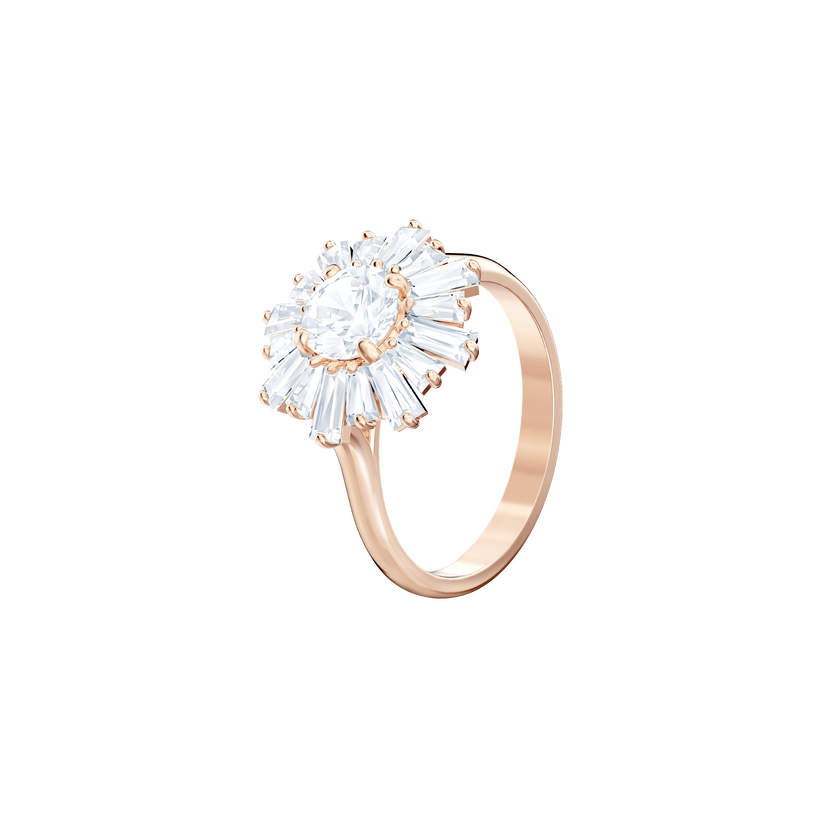 swarovski sunshine ring  white  rose gold plating