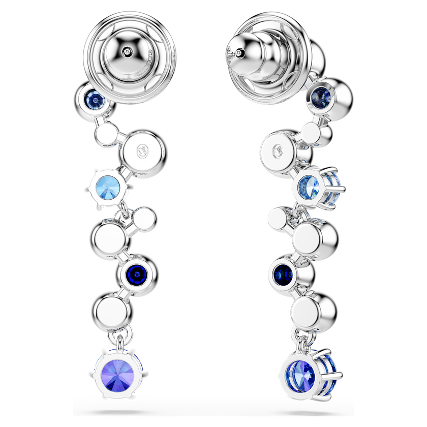 swarovski constella drop earrings  mixed cuts  blue  rhodium plated