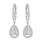 Attract Light Pear Pierced Earrings, White, Rhodium Plating
