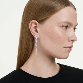 swarovski أقراط mesmera، قطع ماركيز، لون أبيض، طلاء روديوم