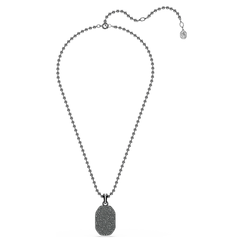 swarovski dextera octagon pendant  octagon shape  round cut  black  ruthenium plated