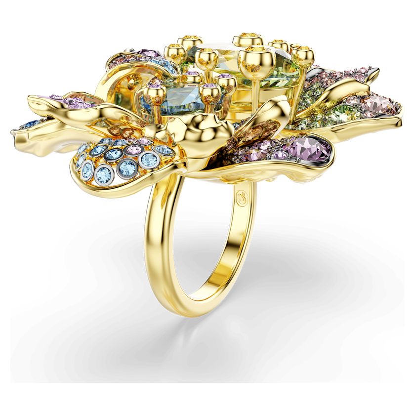 swarovski idyllia ring  mixed cuts  pav   flower  multicolored  mixed metal finish