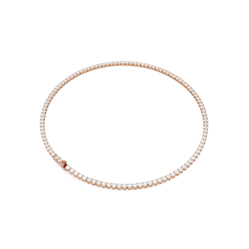 swarovski matrix tennis necklace  round cut  white  18k rose gold finish
