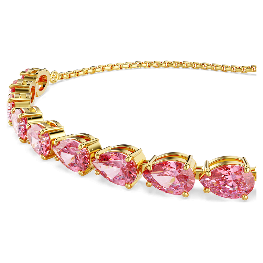 swarovski matrix bracelet  pear cut  pink  gold tone plated