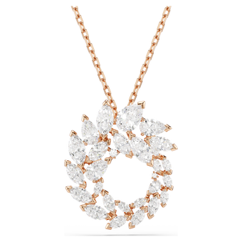 swarovski قلادة mesmera، قطع ماركيز، لون أبيض، لمسة نهائية من الذهب الوردي عيار 18 قيراط