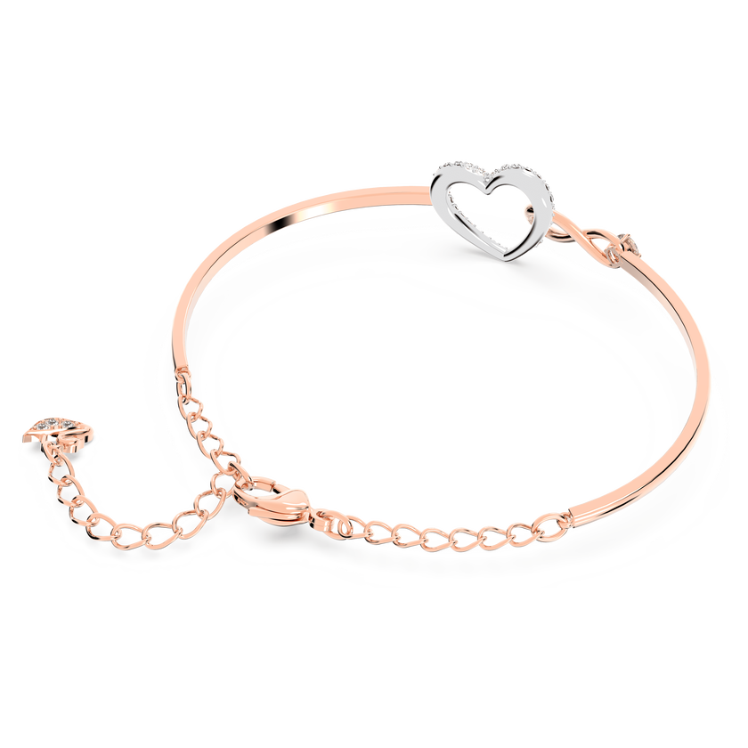 swarovski hyperbola bangle  infinity and heart  white  mixed metal finish