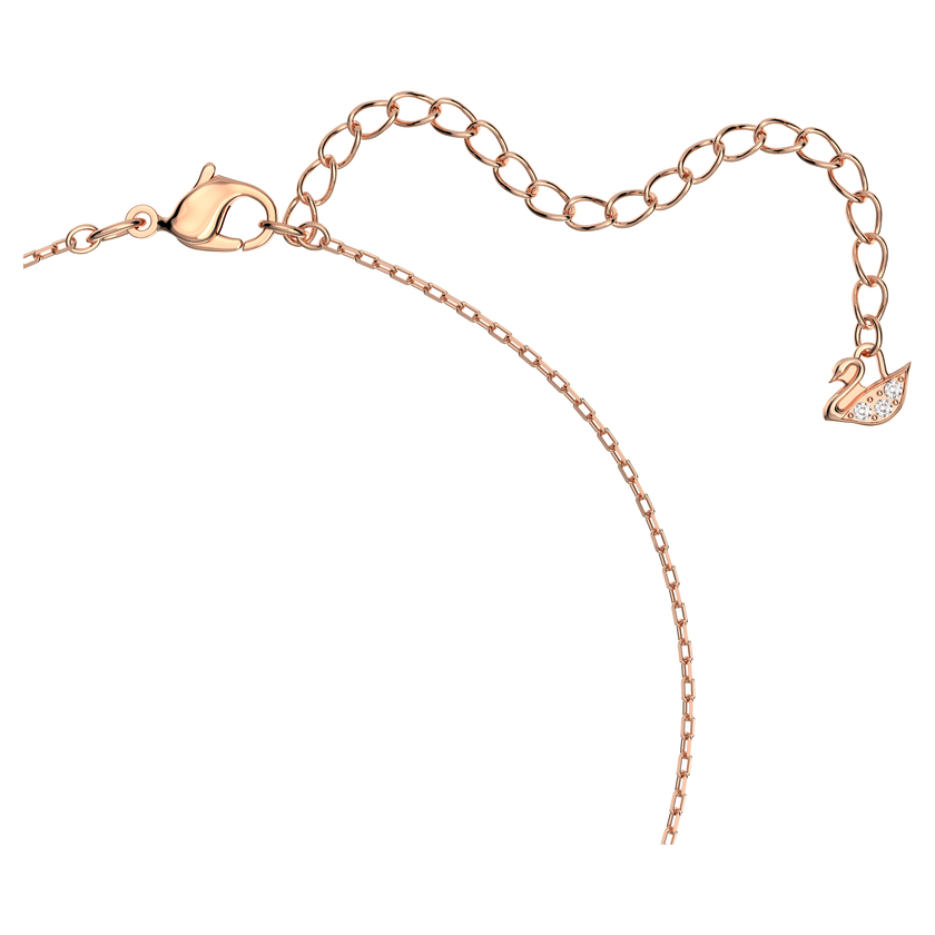 swarovski una necklace  round cut  white  18k rose gold finish