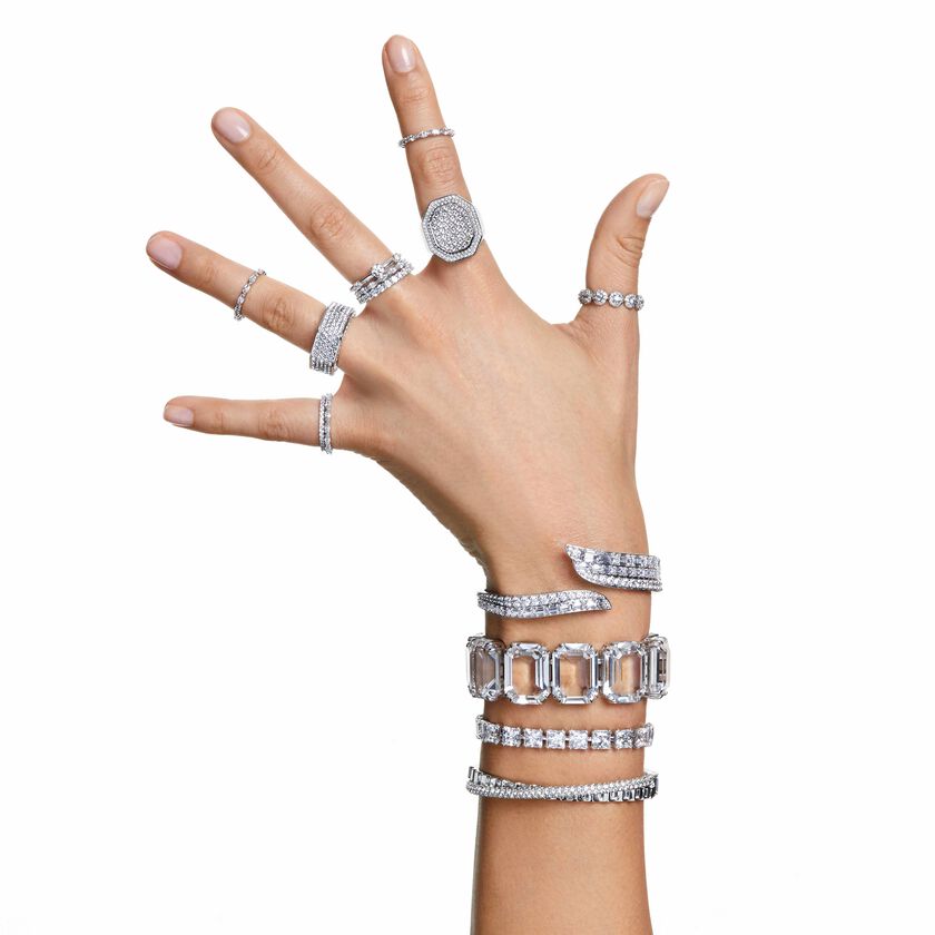 swarovski matrix vittore ring  round cut  white  rhodium plated