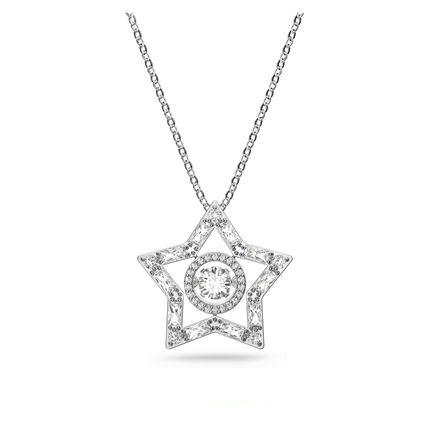 swarovski stella pendant  white  rhodium plated
