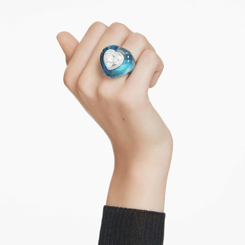 swarovski dulcis cocktail ring  heart cut  pav   heart  blue
