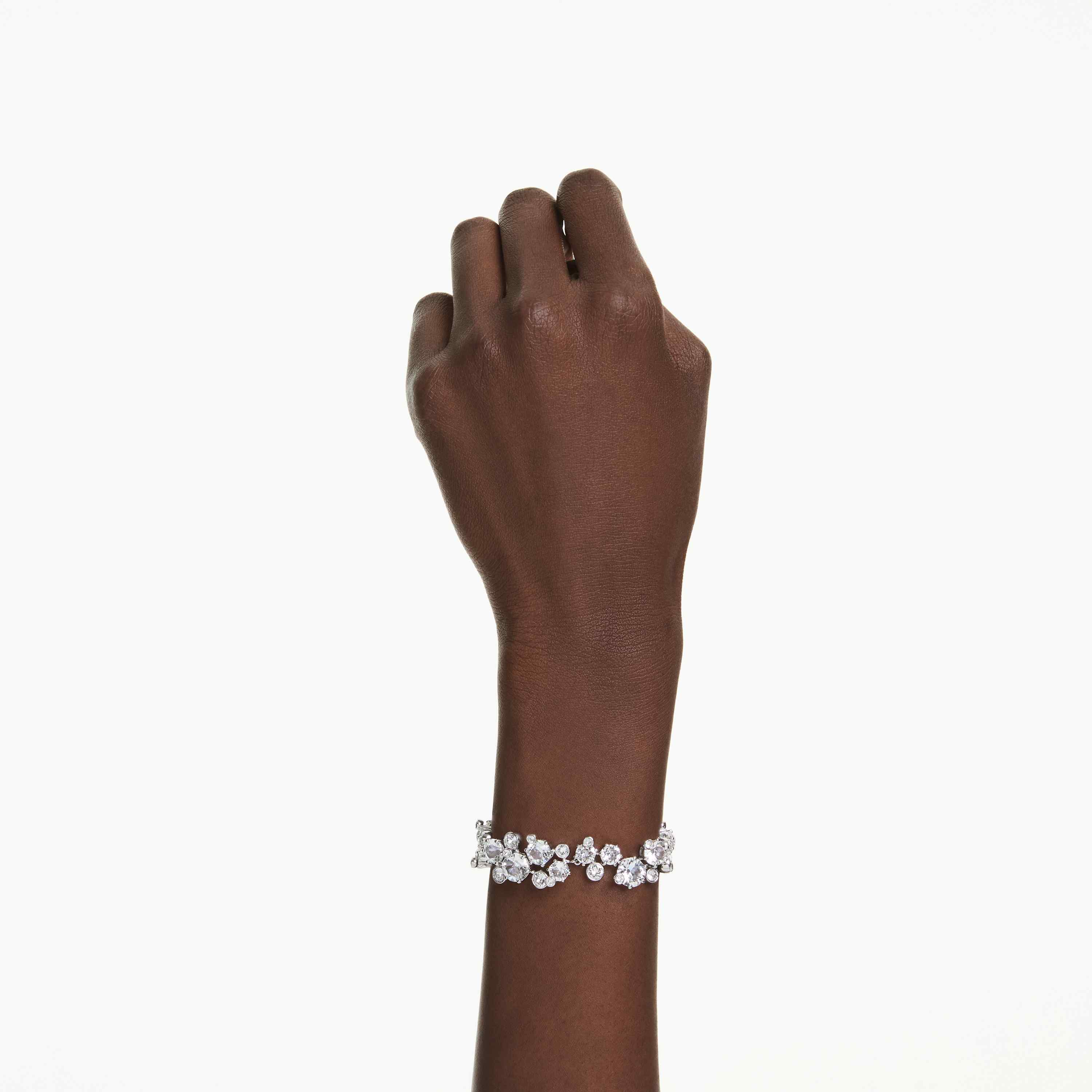 swarovski constella bracelet  mixed cuts  white  rhodium plated