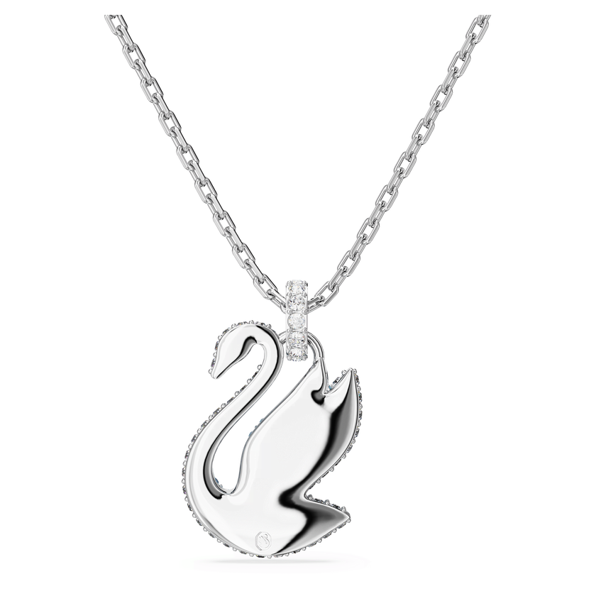 swarovski swan pendant  swan  medium  blue  rhodium plated