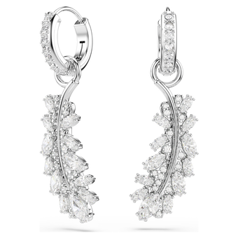 swarovski أقراط vienna، قطع متنوع، شكل ريشة، لون أبيض، طلاء روديوم