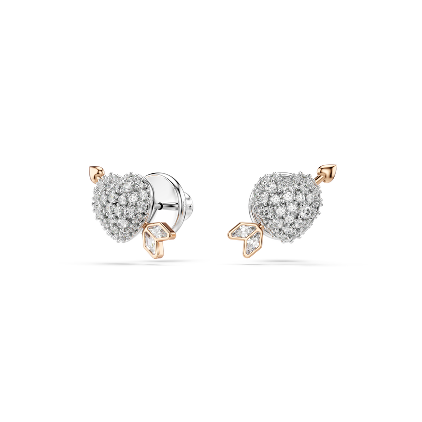 swarovski idyllia set  mixed cuts  heart with arrow  white  rose gold tone plated