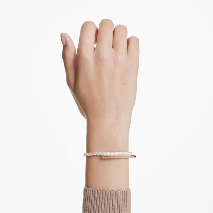 swarovski dextera bangle  magnetic closure  white  18k rose gold finish