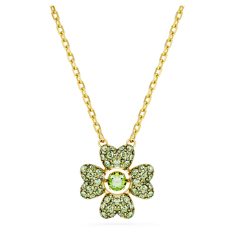 swarovski idyllia pendant  clover  green  18k gold finish