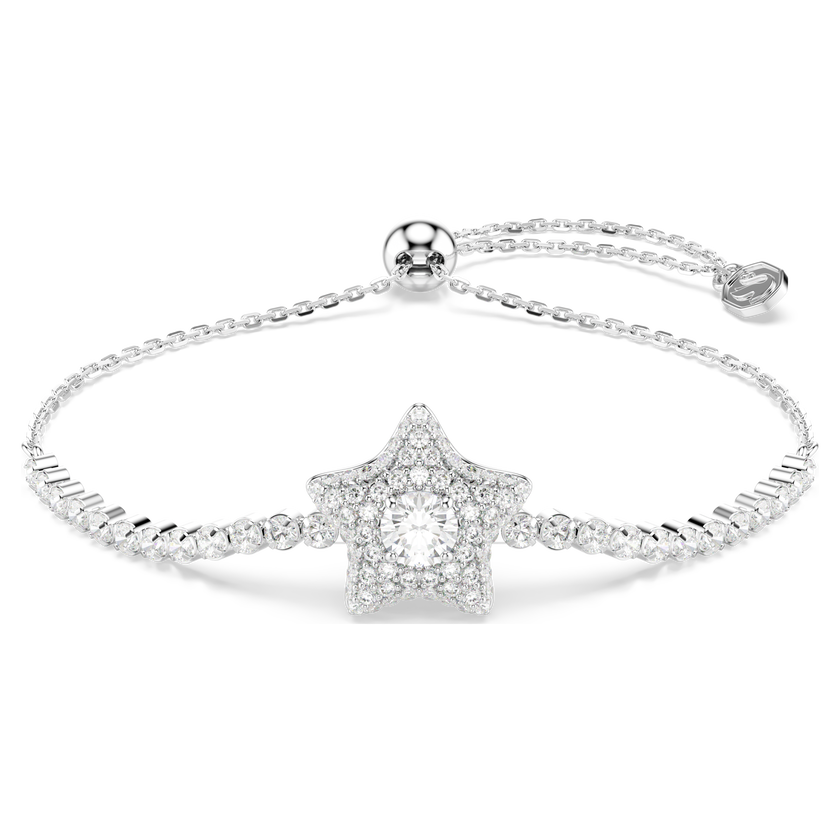 swarovski sublima bracelet  round cut  star  white  rhodium plated
