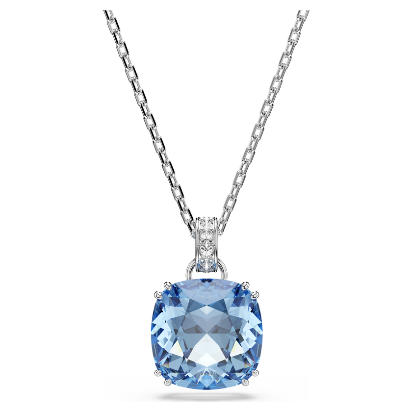 swarovski قلادة millenia، قطع الوسادة، لون أزرق، طلاء روديوم