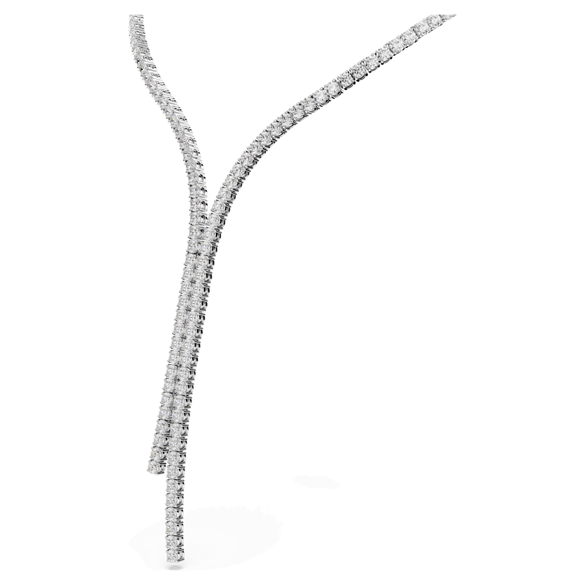 swarovski عقد matrix على شكل حرف y، قطع مُستدير، لون أبيض، طلاء روديوم