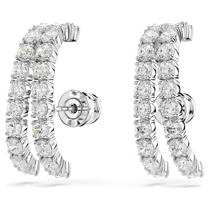 swarovski matrix ear cuffs  round cut  white  rhodium plated
