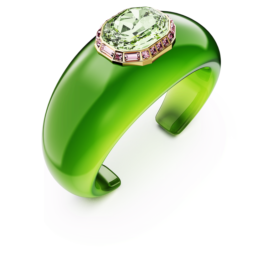 swarovski dulcis cuff  octagon cut  pav   green  gold tone plated