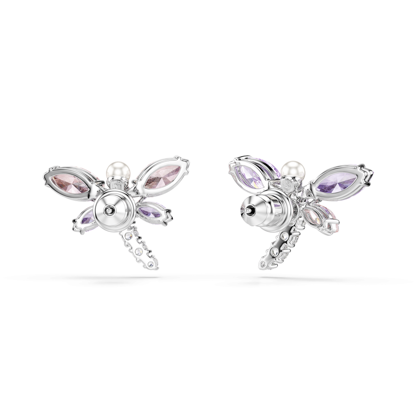 ariana grande x swarovski stud earrings  mixed cuts  dragonfly  multicolored  rhodium plated