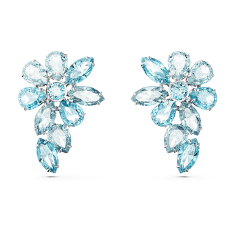 أقراط Gema متدلية، قطع متنوع، على شكل زهرة، لون أزرق، طلاء روديوم swarovski أقراط gema متدلية، قطع متنوع، على شكل زهرة، لون أزرق، طلاء روديوم