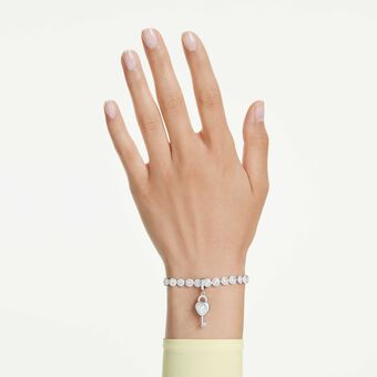 swarovski تعليقة idyllia، قطع متنوع، شكل قلب ومفتاح، لون أبيض، طلاء روديوم