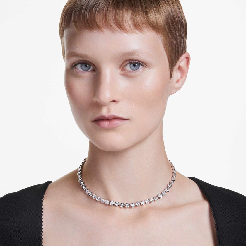 swarovski عقد imber، قطع مُستدير، لون أبيض، طلاء روديوم