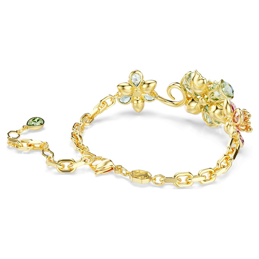 swarovski idyllia bracelet  mixed cuts  flower  multicolored  gold tone plated
