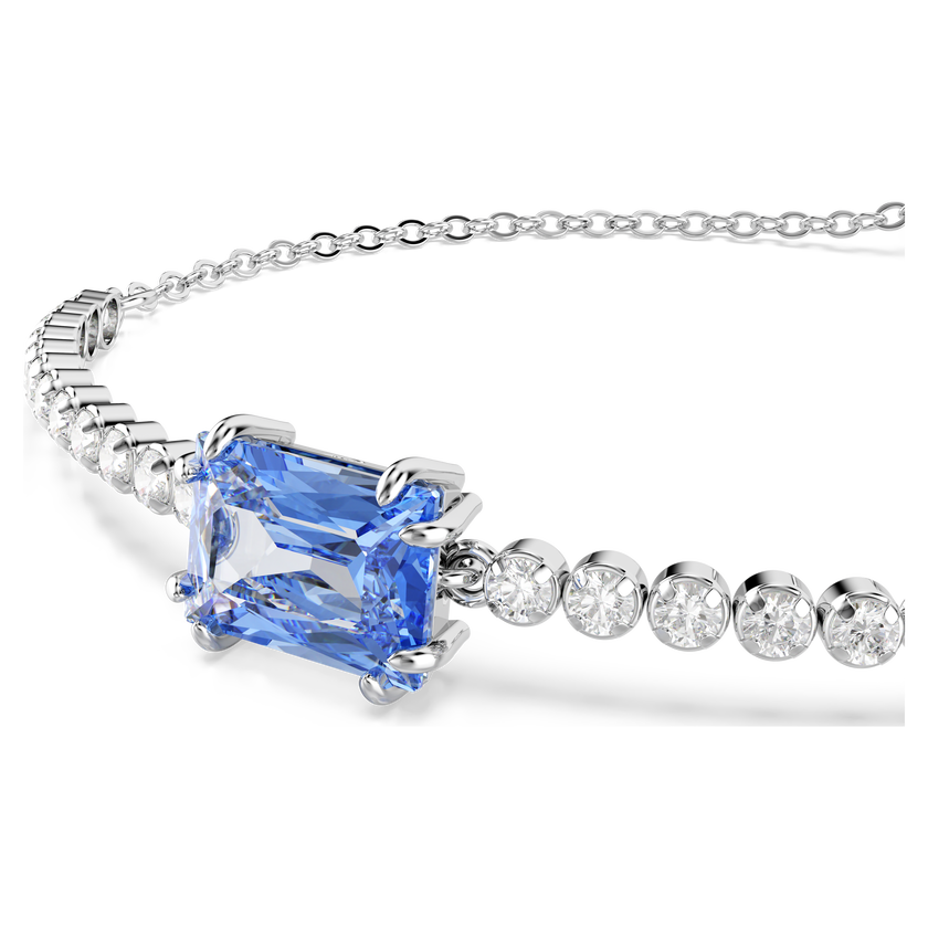 swarovski matrix tennis bracelet  mixed cuts  blue  rhodium plated