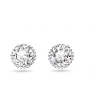 Birthstone earrings, April, White, Rhodium plated