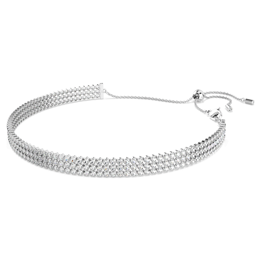 swarovski matrix tennis choker  round cut  white  rhodium plated