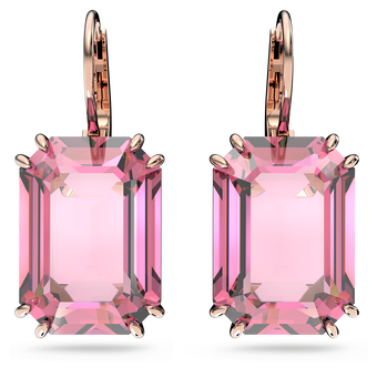swarovski أقراط millenia، قطع مُثَمَّن، لون وردي، لمسة نهائية من الذهب الوردي عيار 18 قيراط