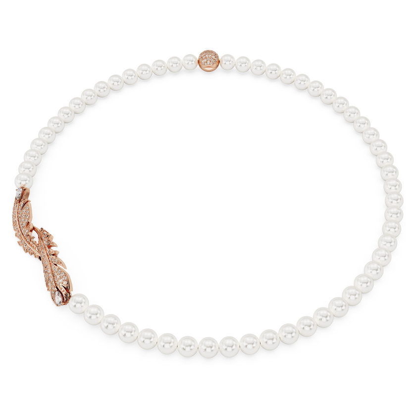swarovski nice necklace  feather  white  rose gold tone plated