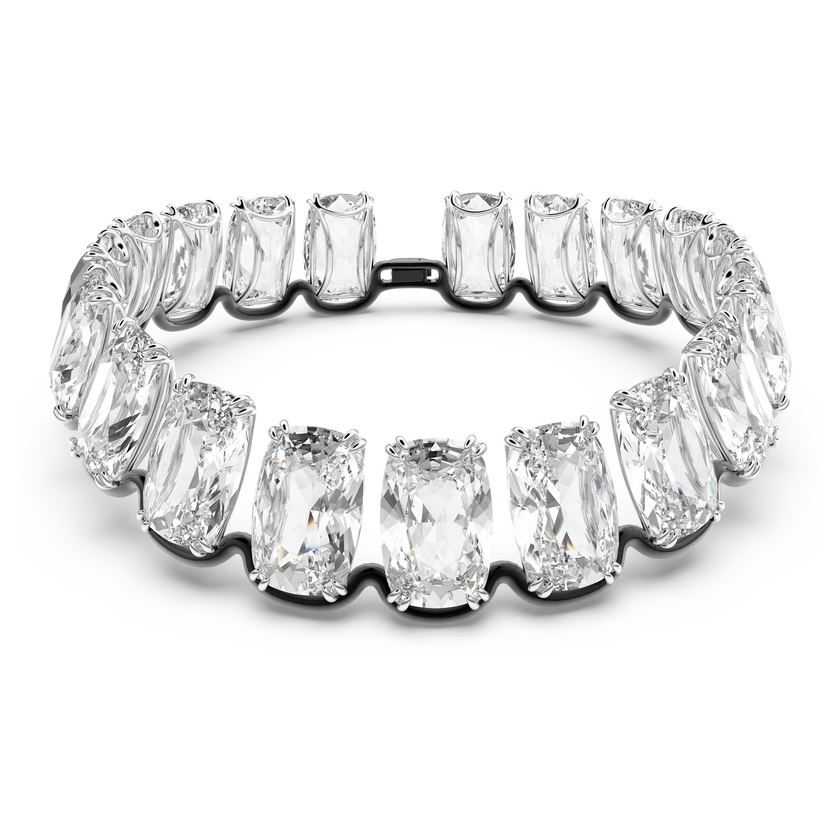 swarovski harmonia choker  oversized floating crystals  white  mixed metal finish