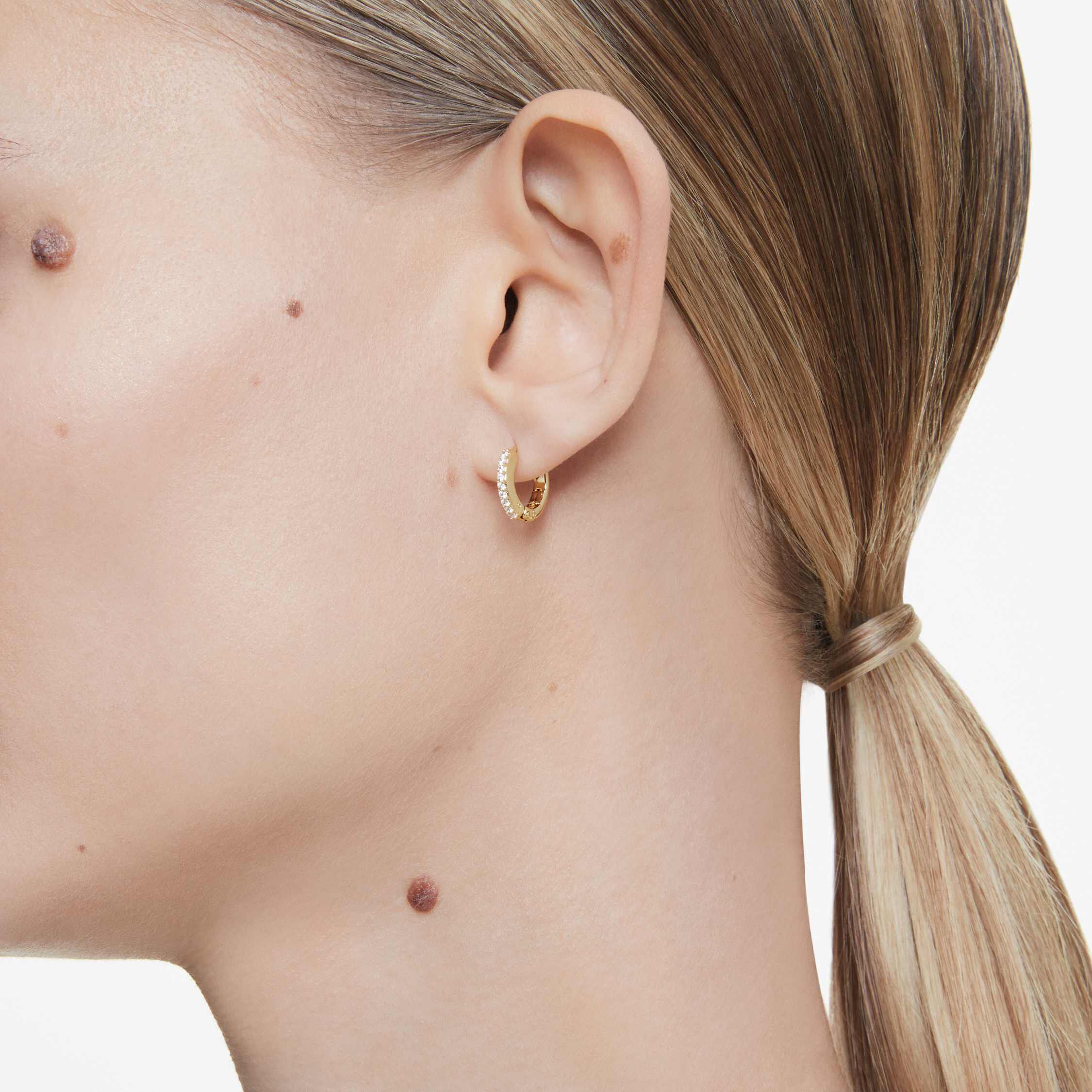 swarovski matrix hoop earrings  round cut  white  gold tone plated