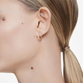 swarovski أقراط حلقية matrix، قطع مُستدير، لون أبيض، لمسة نهائية من الذهب عيار 18 قيراط