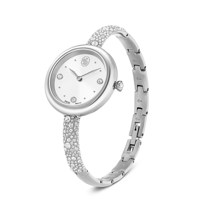 swarovski ساعة sublima bangle، صناعة سويسرية، سوار معدني، لون فضي، ستانلس ستيل
