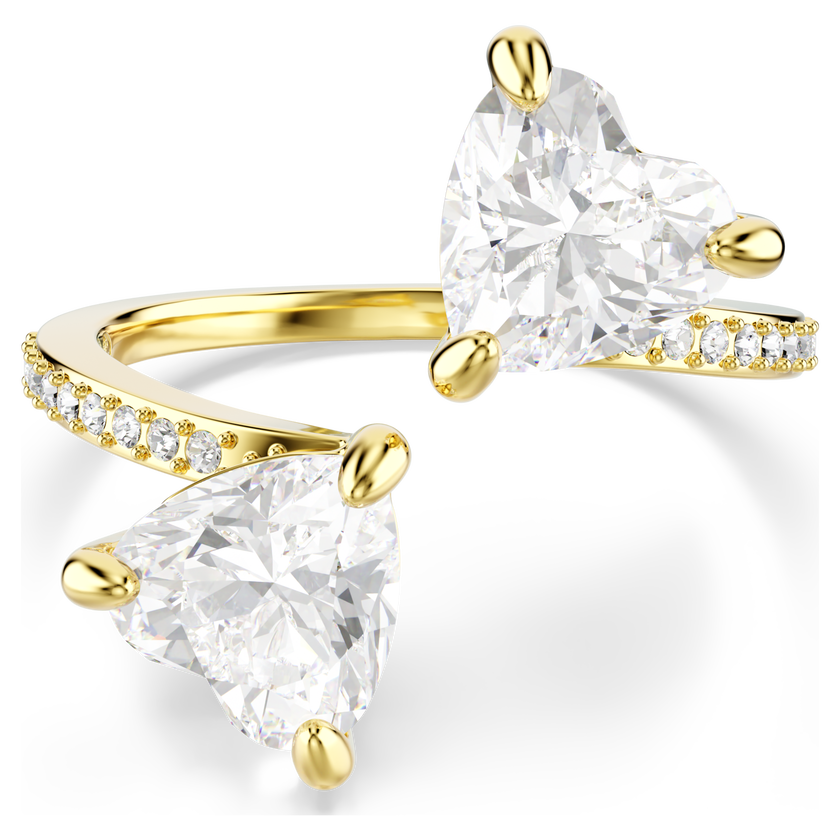 swarovski mesmera attract open ring  heart cut  pav   heart  white  gold tone plated